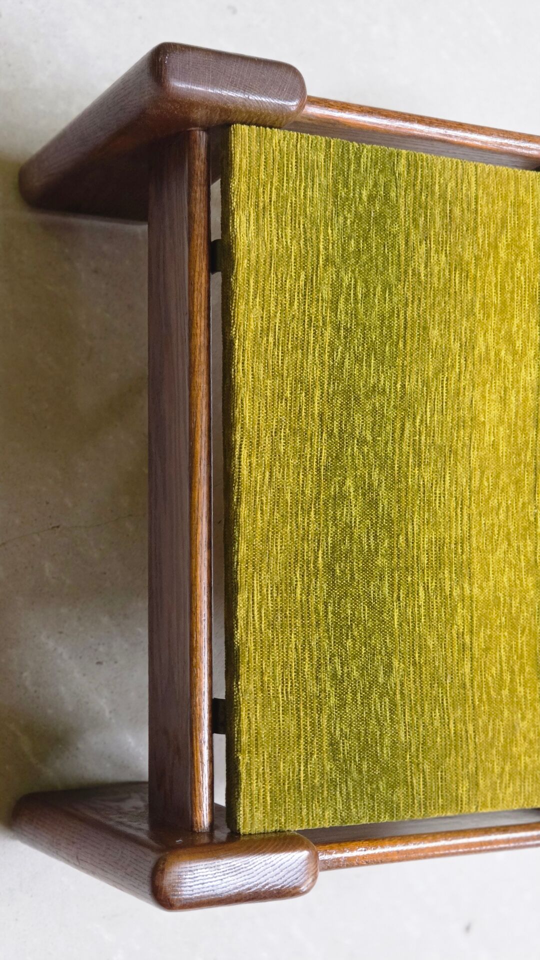 Brutalist oak footstool end table – 1970s