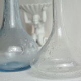 Pair of vintage biot bubbled blown glass soliflores