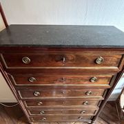 Mahogany and black marble chest of drawers, late 18th-early 19th century