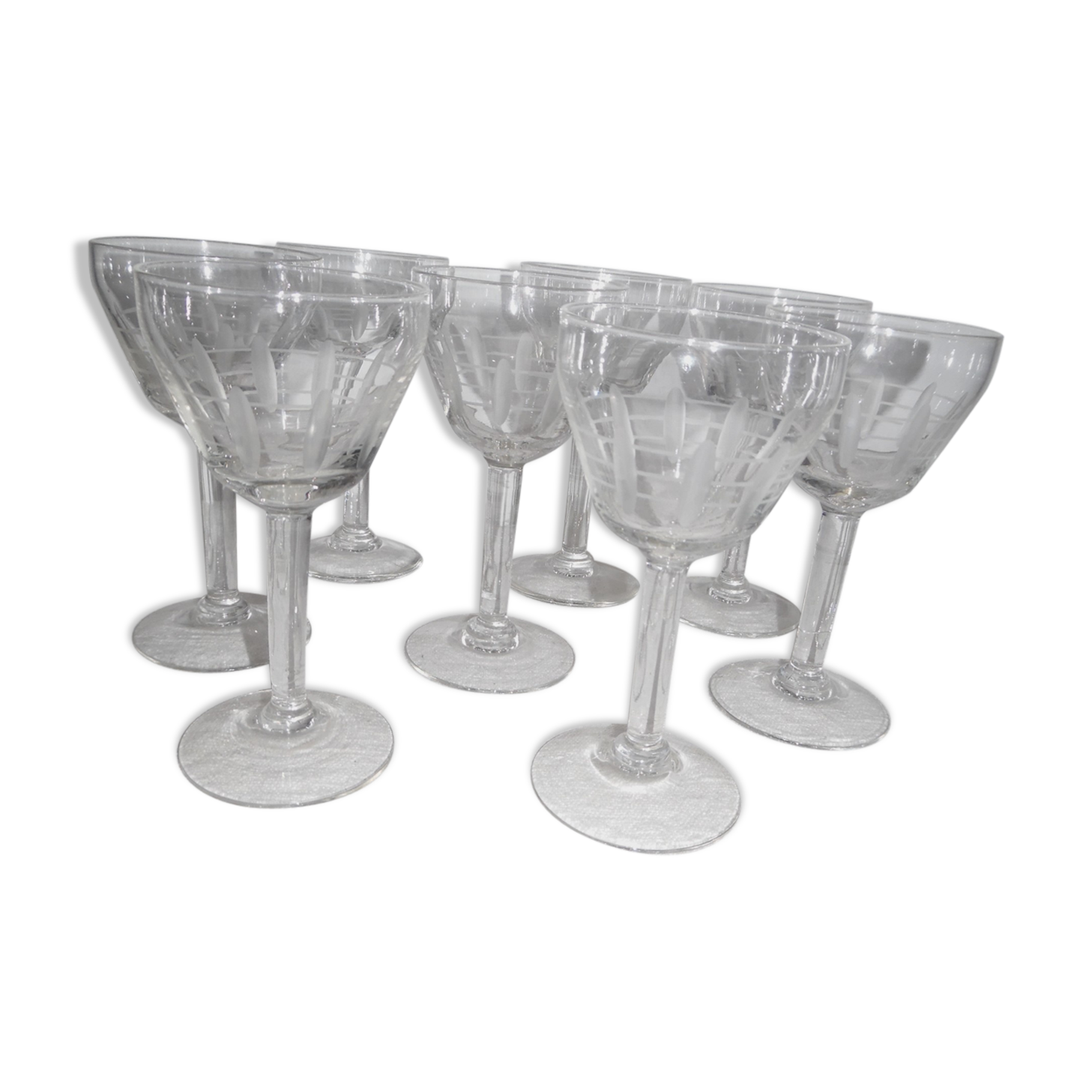 8 carved Crystal glasses