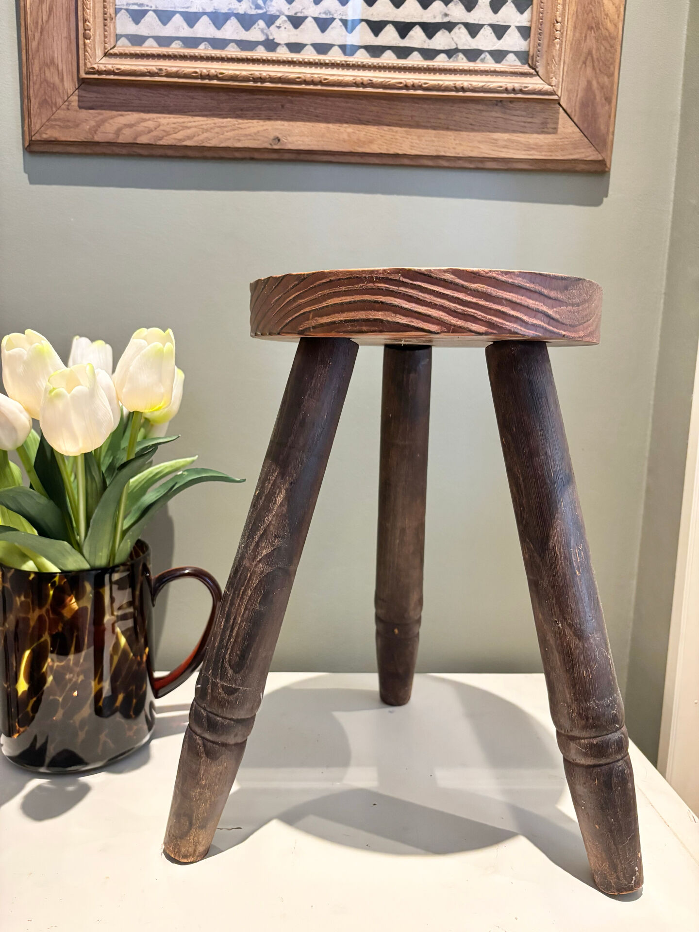 Brutalist tripod stool cottage farmhouse