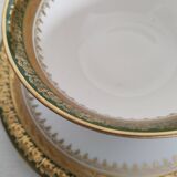Limoges porcelain tea or chocolate cup, green and gold