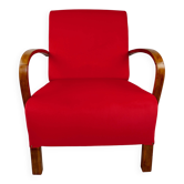 Fauteuil Art Déco en velours rouge, années 1960