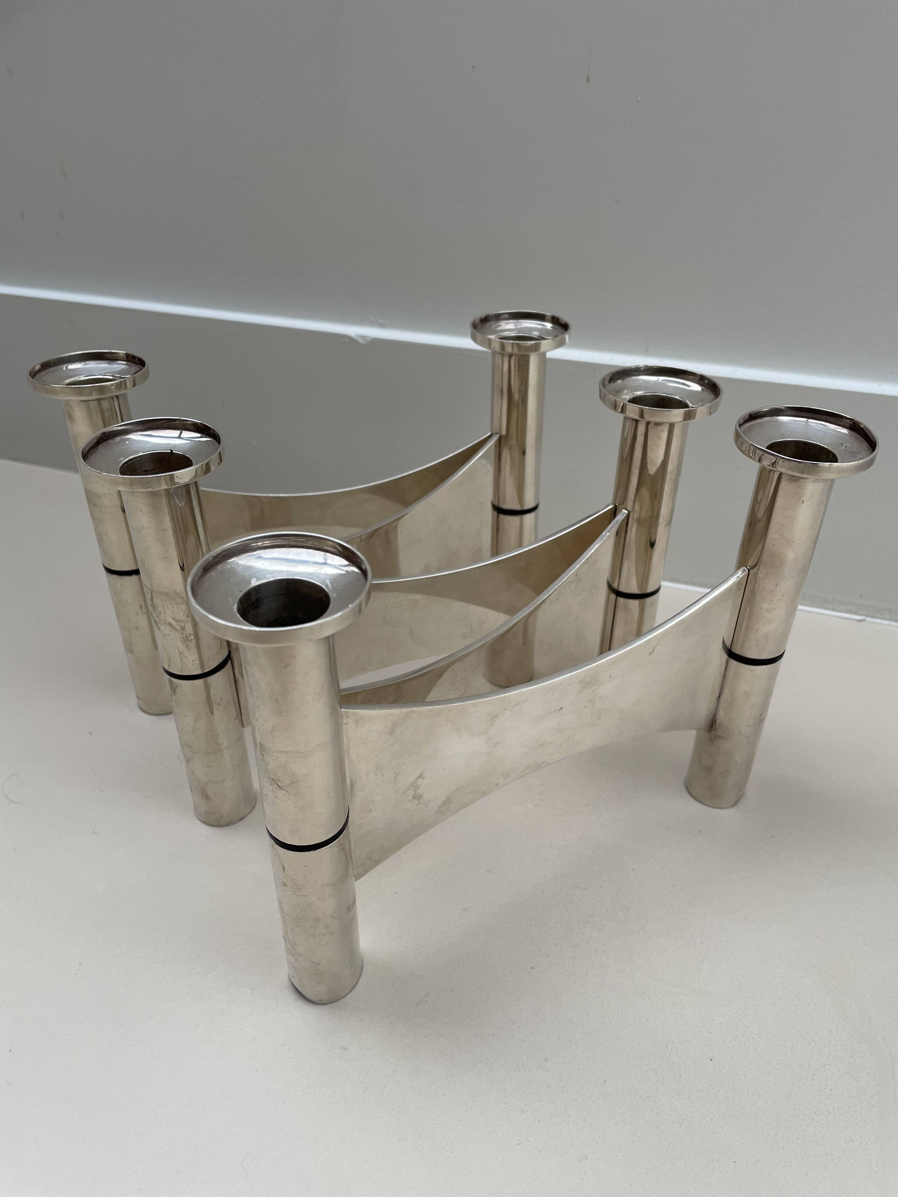Candle Holder in Silver Metal