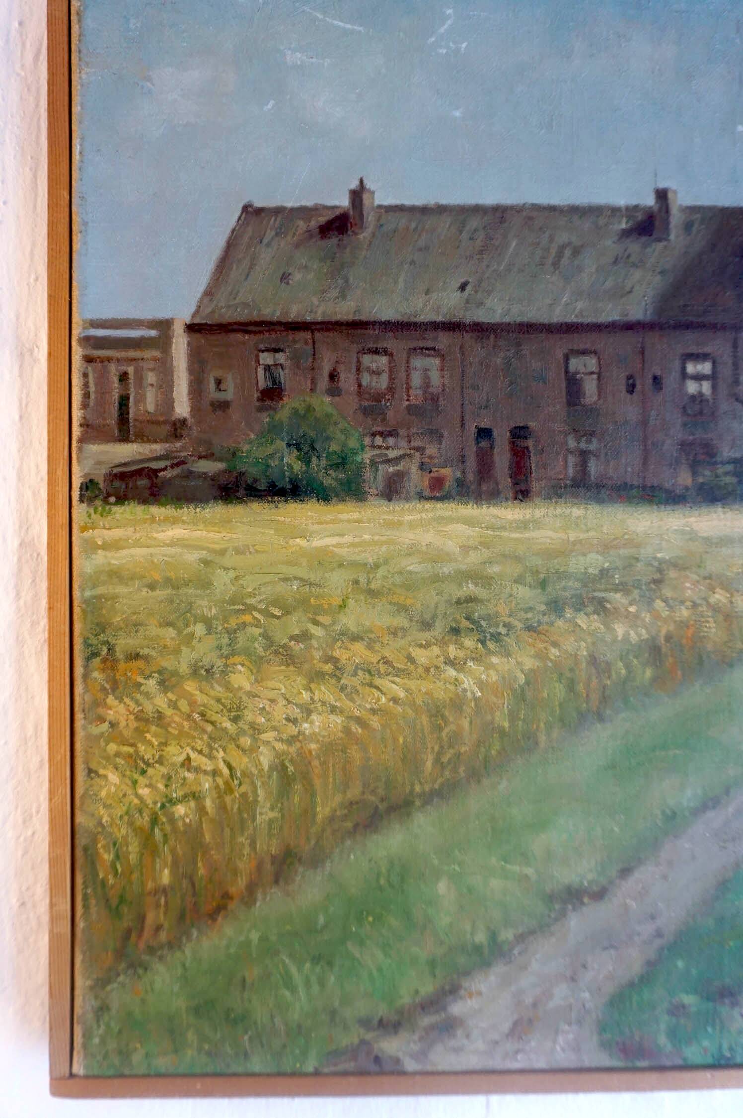 Impressionist painting of belgian farmhouse scene