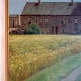 Peinture impressionniste d'une scène de ferme belge