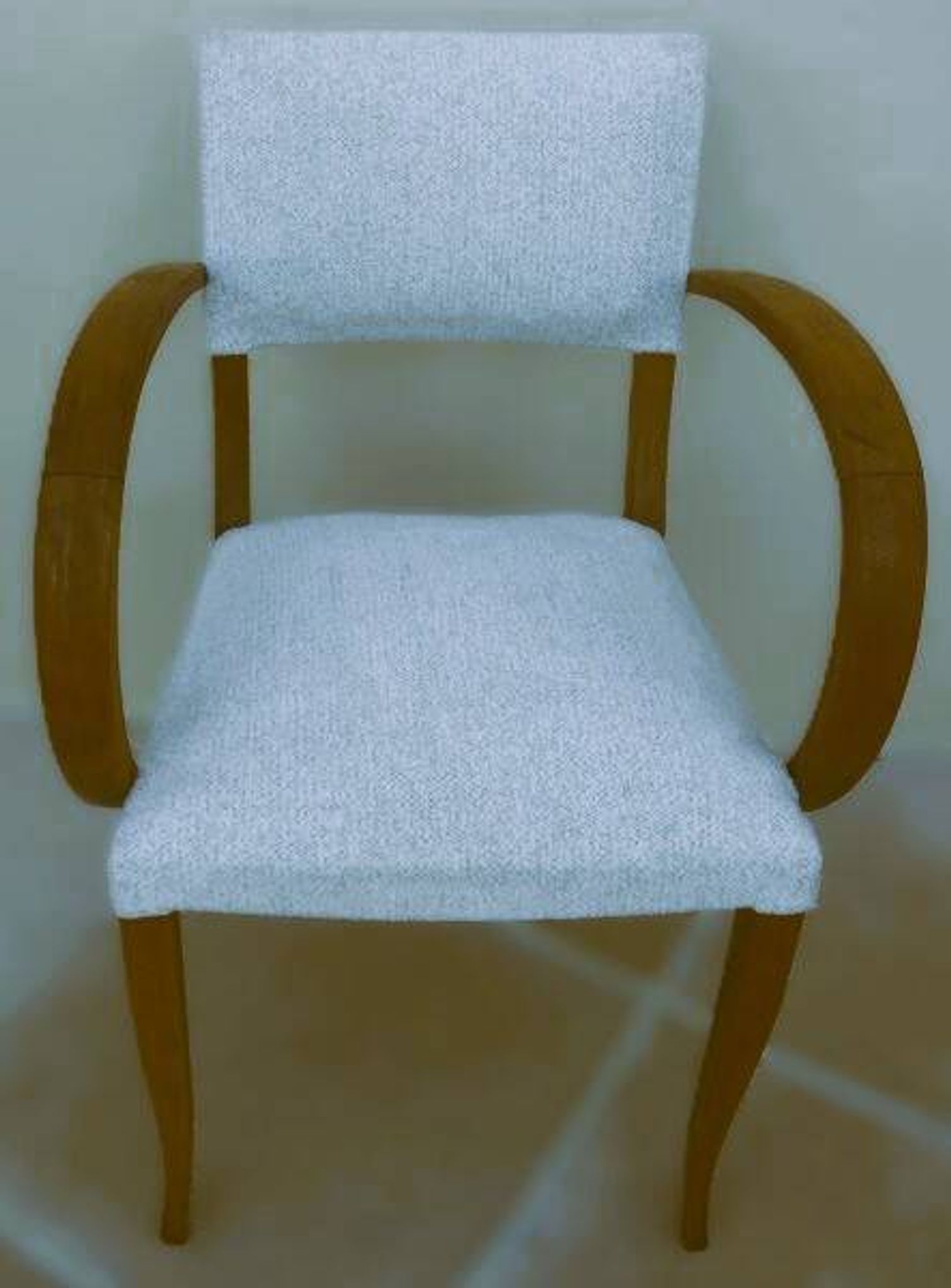 Fauteuils bridges chic année 50 en bois massif   blanc beige cousus main