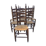 Vintage mulched chairs with high oak backrests with turned legs