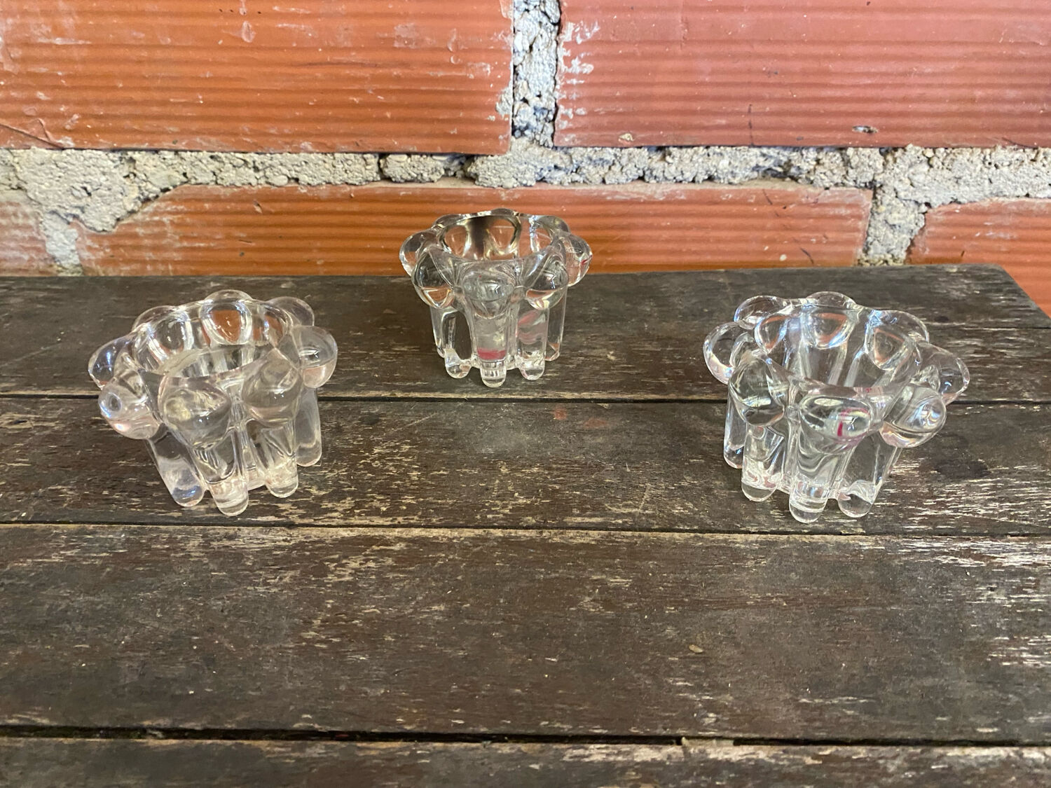 Series 3 Glass Moulded Candle Holders 1970s