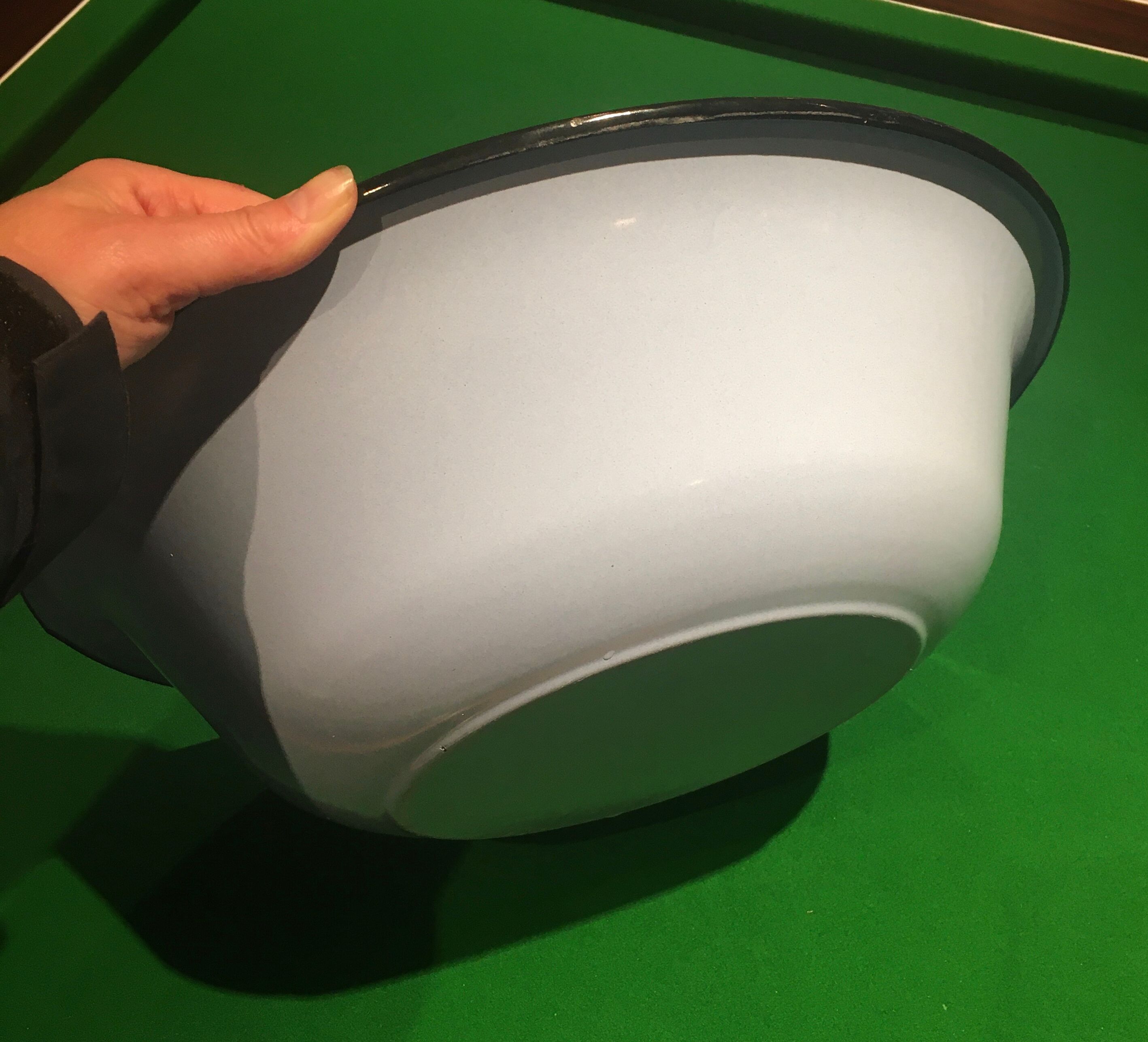 Light blue enamelled sheet metal basin