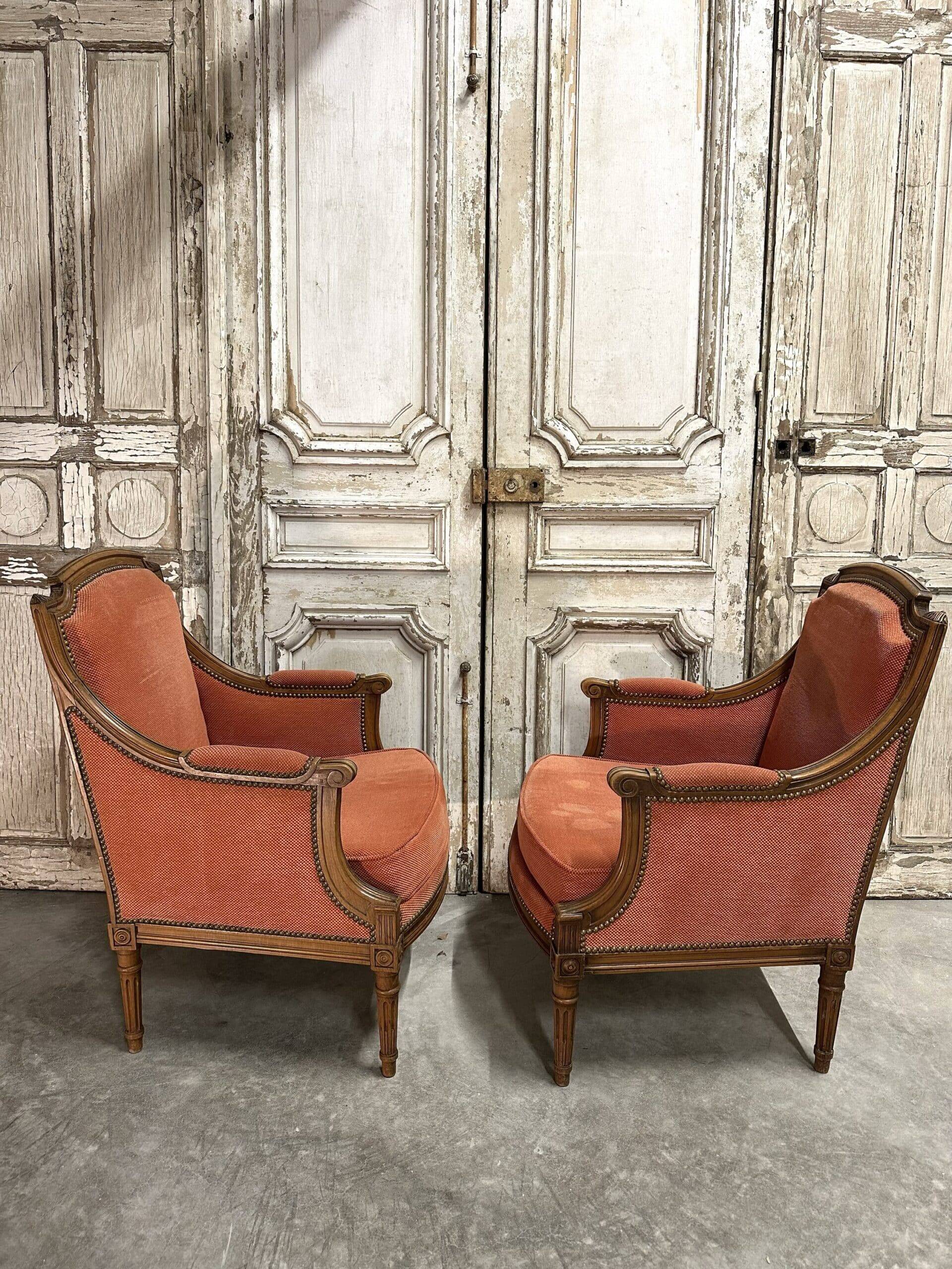 Pair of Louis XVI style armchairs, 20th century.