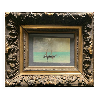 HSP Marine painting "Sailboat in gray weather" + frame