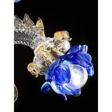 Venetian Blue and Gold Flowers Glass Chandelier
