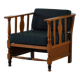 Art Nouveau, pair of oak lounge chairs, reupholstered in style fabric, 1920s.