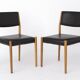 Ensemble de 2 chaises allemandes vintage, années 1960, en hêtre, revêtement en similicuir noir, style vintage