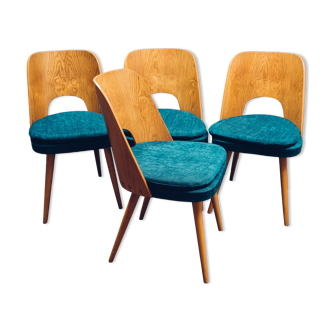 Set of 4 Oswald Haerdtl chairs in ash by Tatra Nabytok, Mid-Century Czech 1960s