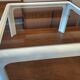 Coffee table in white lacquered wood with glass top, 1960s