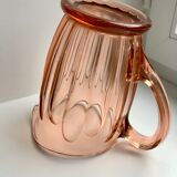 Pink pitcher in molded glass 50s