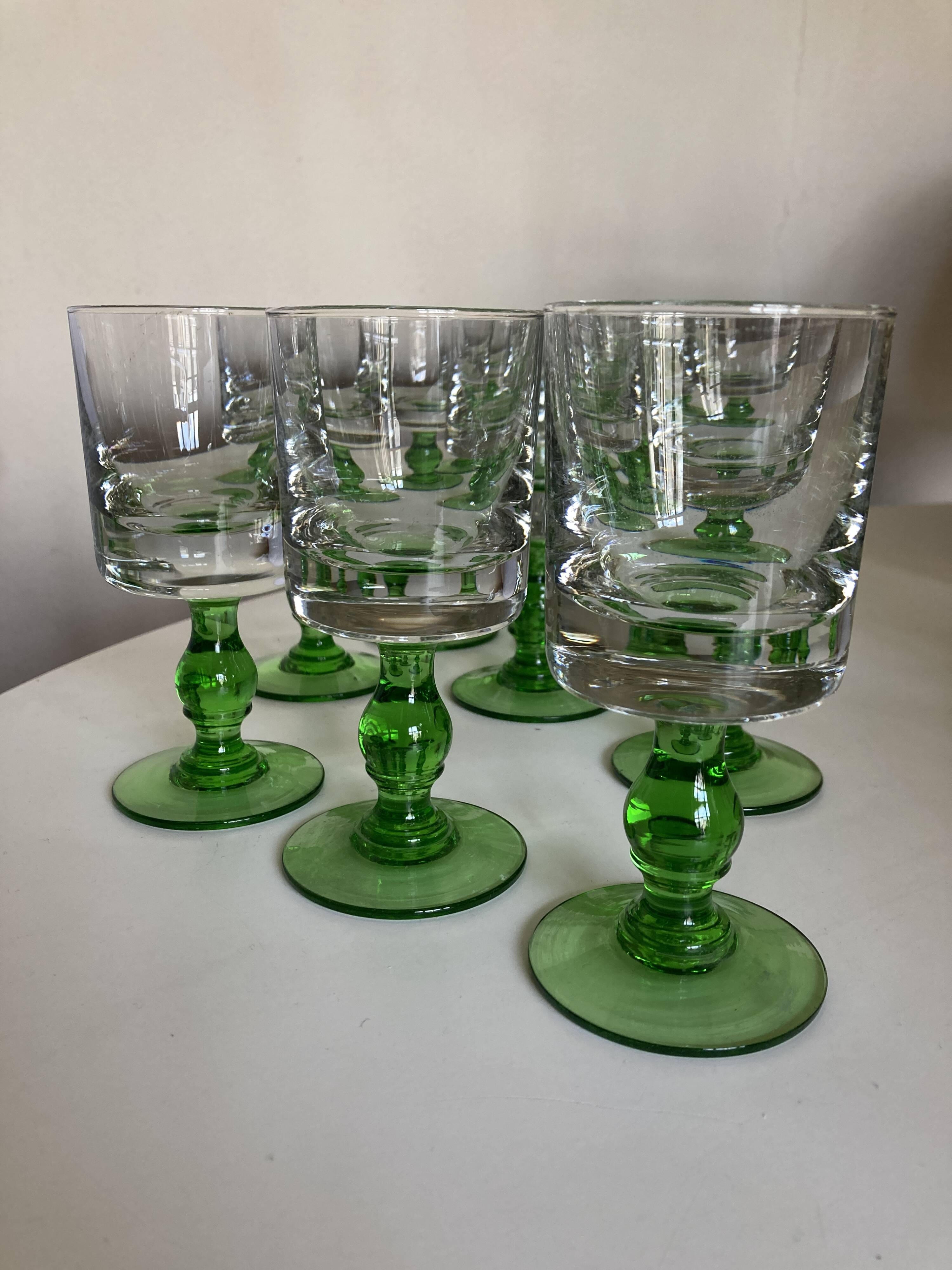 Set of 12 massive stemmed tumbler glasses 1960