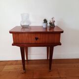 Small vintage bedside cabinet with compass legs