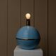 XXL light blue ceramic table lamp with gold band, Italy 1980s, Hollywood Regency