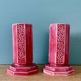 Lot de 2 vases art déco en céramique Rose de Digoin