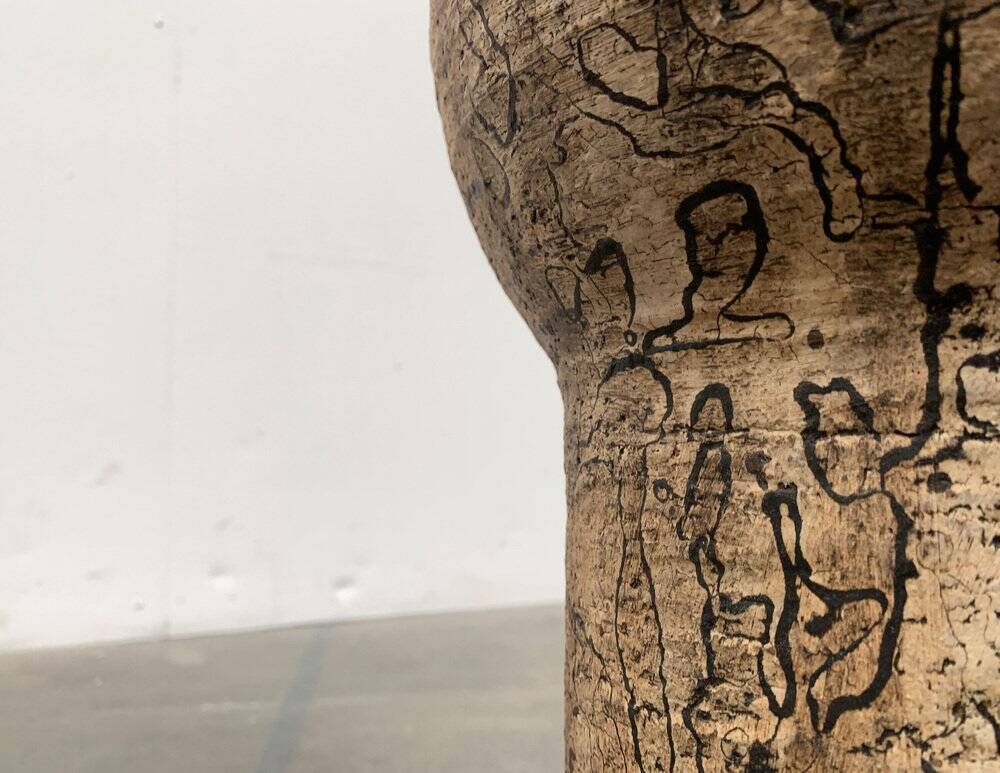 Brutalist Mid-Century Vase in German Ceramic by Gerhard Liebenthron, 1977