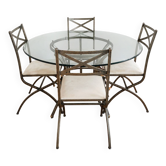 Pierre Vandel Paris – table ronde en verre + 4 chaises, certificats