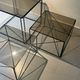 Isosceles coffee table in wire metal and black smoked glass, Max Sauze design 1970