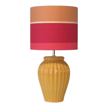 Ceramic table lamp with new handmade lampshade, France 1960