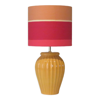 Ceramic table lamp with new handmade lampshade, France 1960