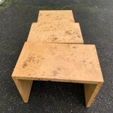 Set of 3 Rare Art Deco Burl Nesting Tables