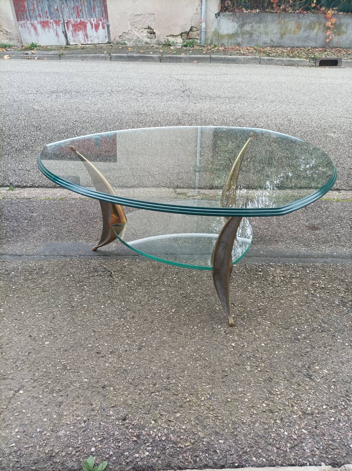 Bronze and glass coffee table