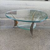Table basse bronze et verre
