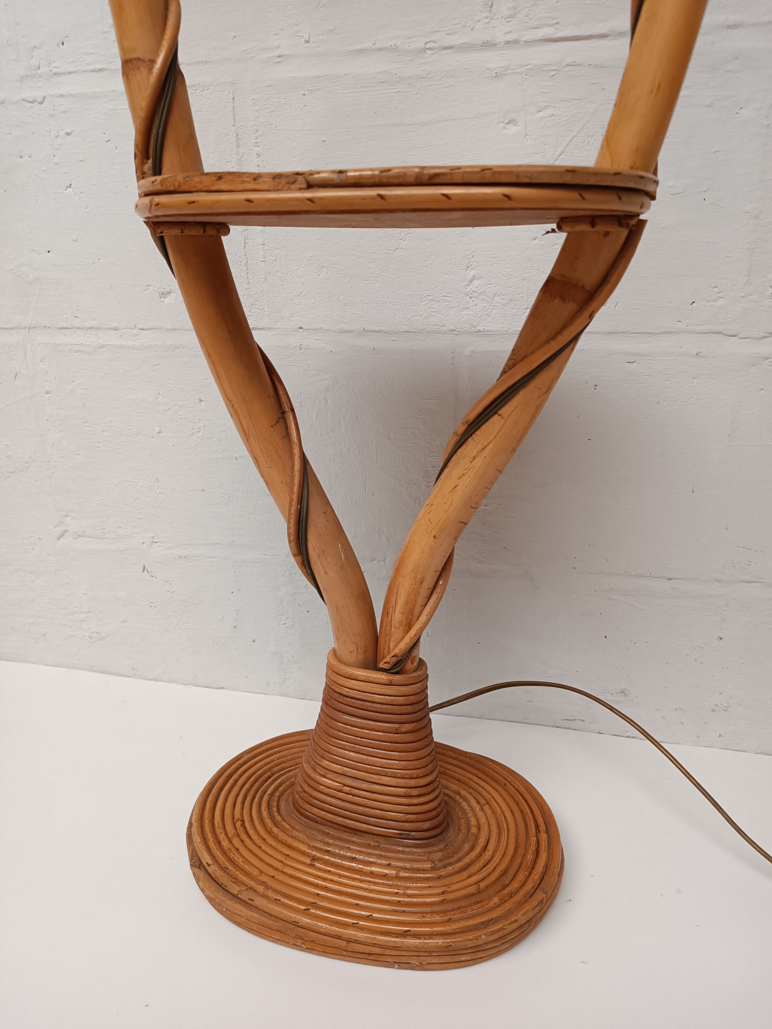 Bamboo and rattan floor lamp 2 fires 60s