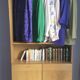 Dressing vintage Scandinavian style in light wood with wardrobe and cupboard.