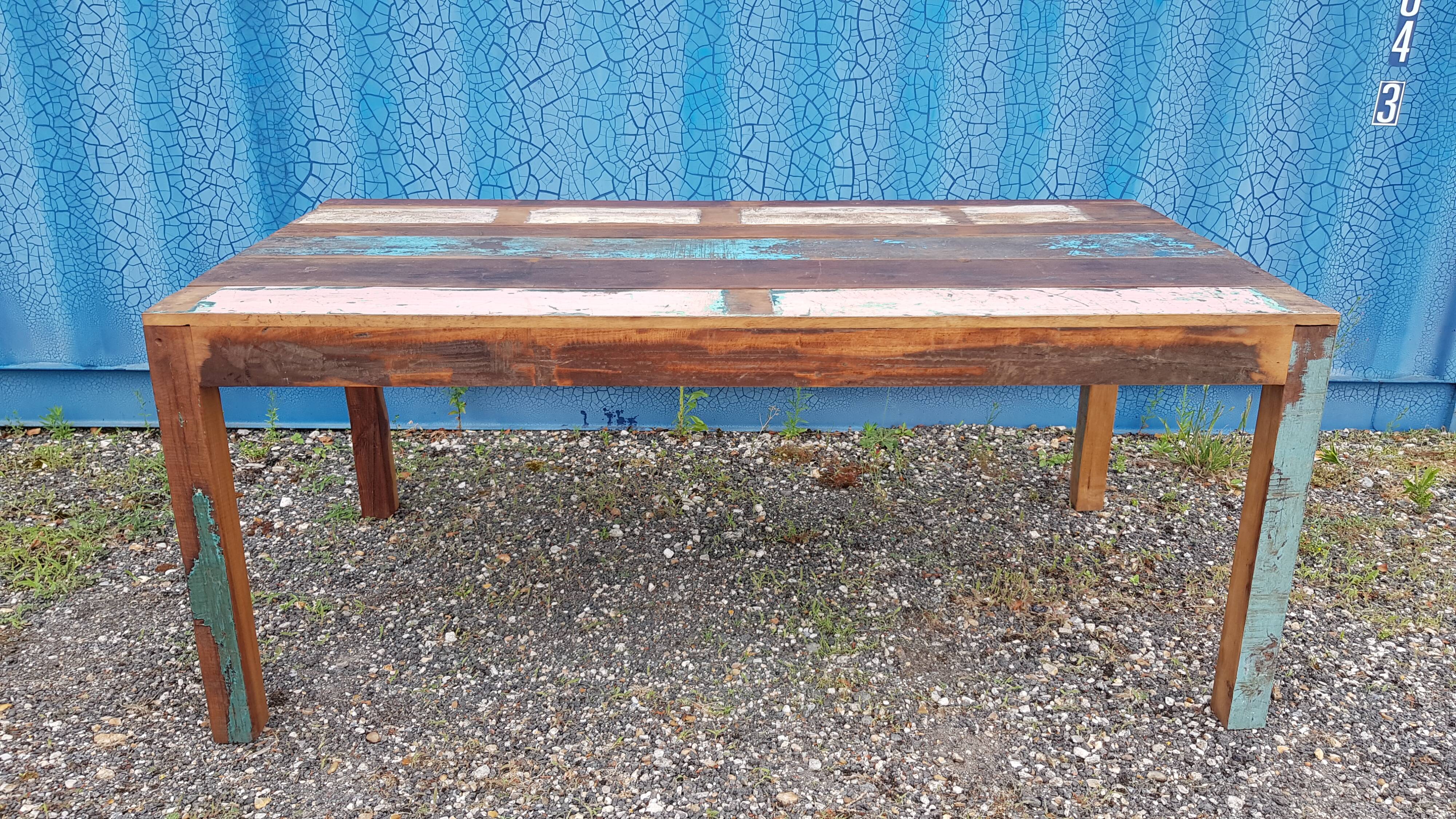Table à manger rectangulaire en teck polychrome