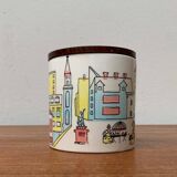 German ceramic box or mid-century biscuit jar with a teak lid by SMF Schramberg Keramik, 1960s