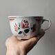 Trio of large antique chocolate cups (Fénal Badonviller – “Red Rose” decoration)