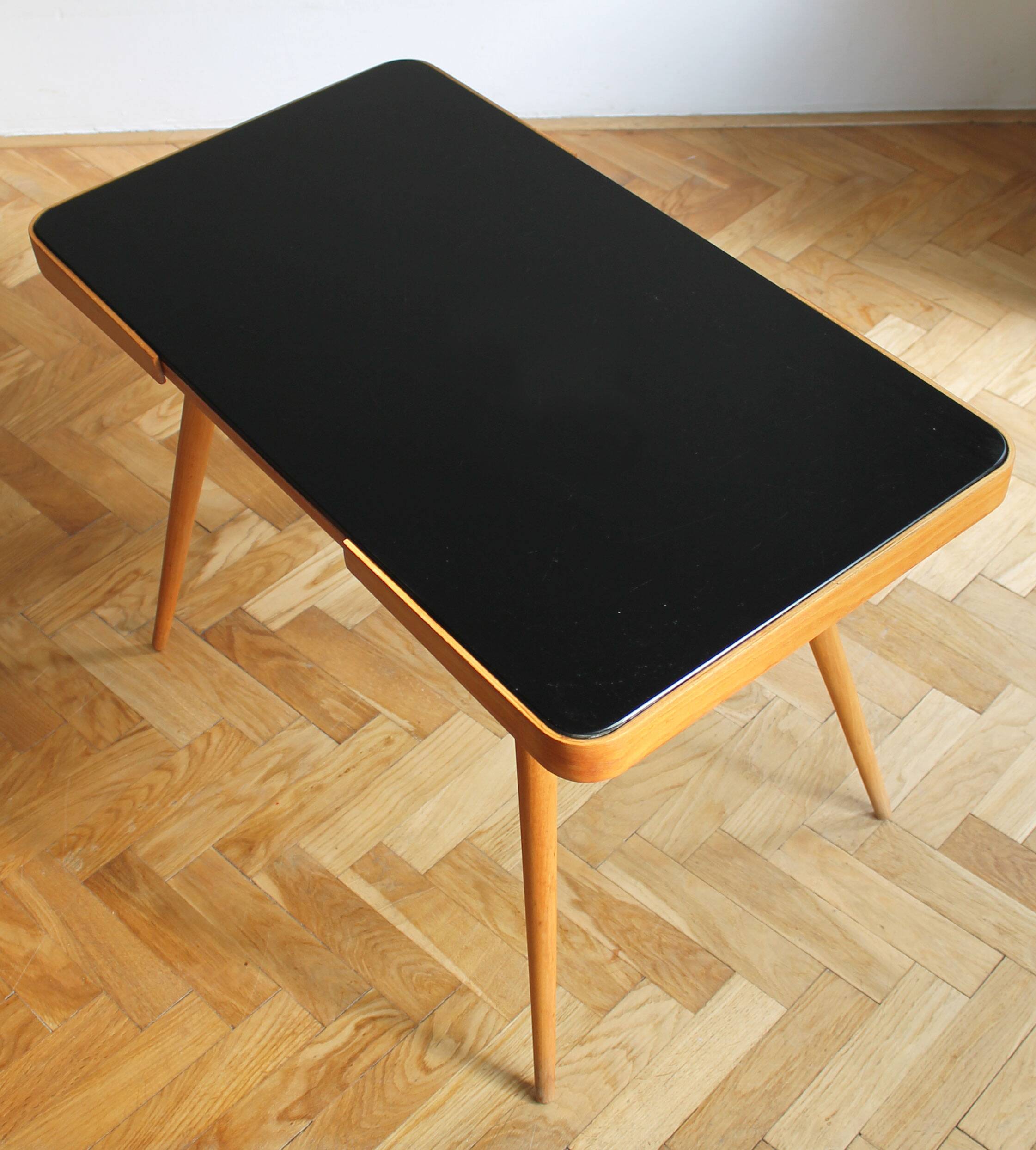 1960's Mid Century Coffee Table With a Black Opaxite Glass - Smaller version