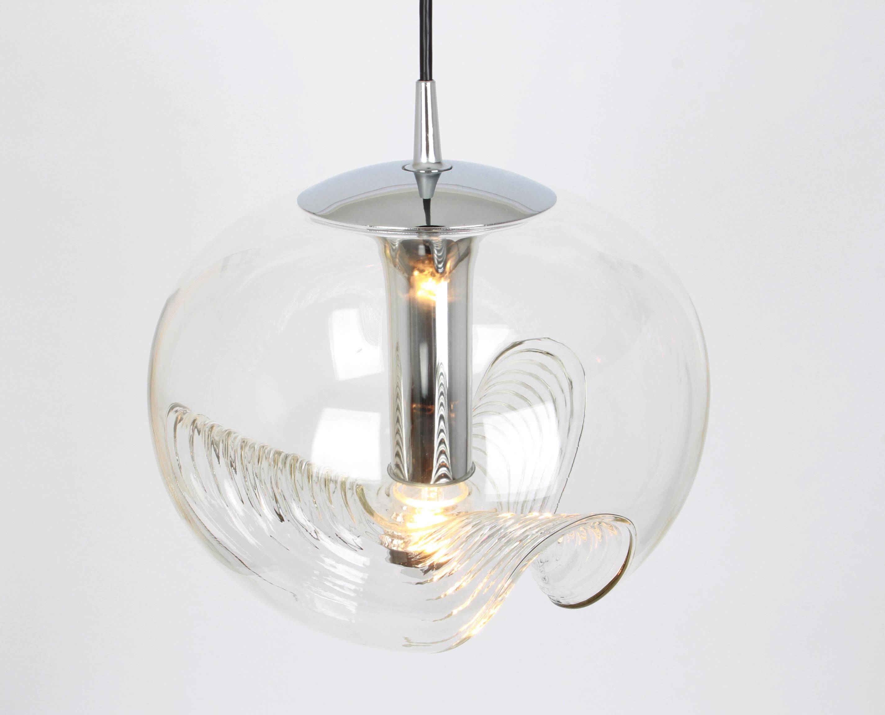 Transparent glass pendant designed by Koch & Lowy, Germany, 1970s