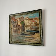Tableau signé Filhos huile sur panneau 1950  "Martigues"