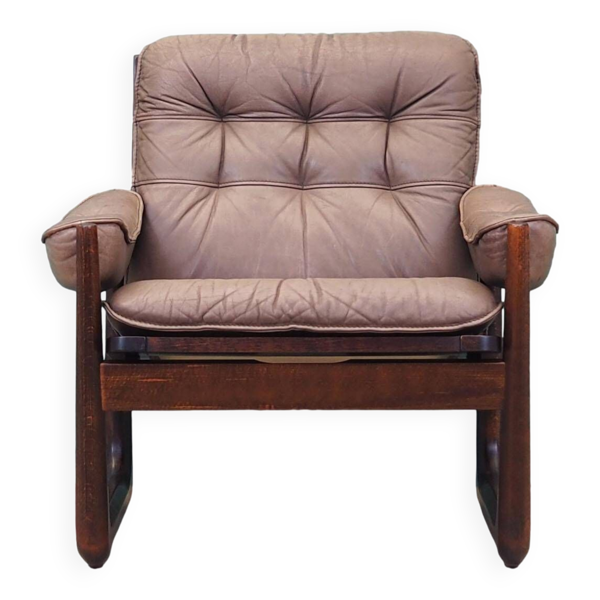 Leather armchair, Danish design, 1960s, manufactured by Genega Møbler