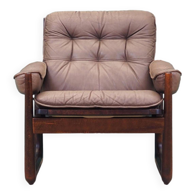 Fauteuil en cuir, design danois, années 1960, fabriqué par Genega Møbler