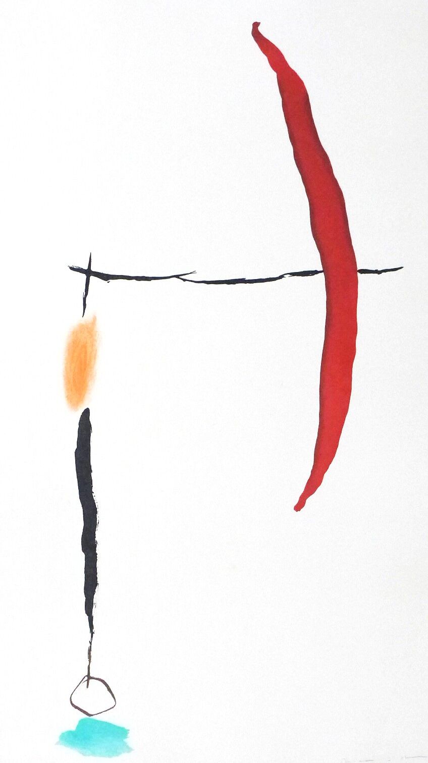 Original signed engraving Riera I Arago Jose Maria, Avión en ángulo con amarillo, 2010