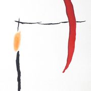 Original signed engraving Riera I Arago Jose Maria, Avión en ángulo con amarillo, 2010