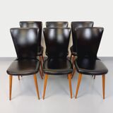 Set of 6 vintage Baumann Essor chairs in beech wood and skai