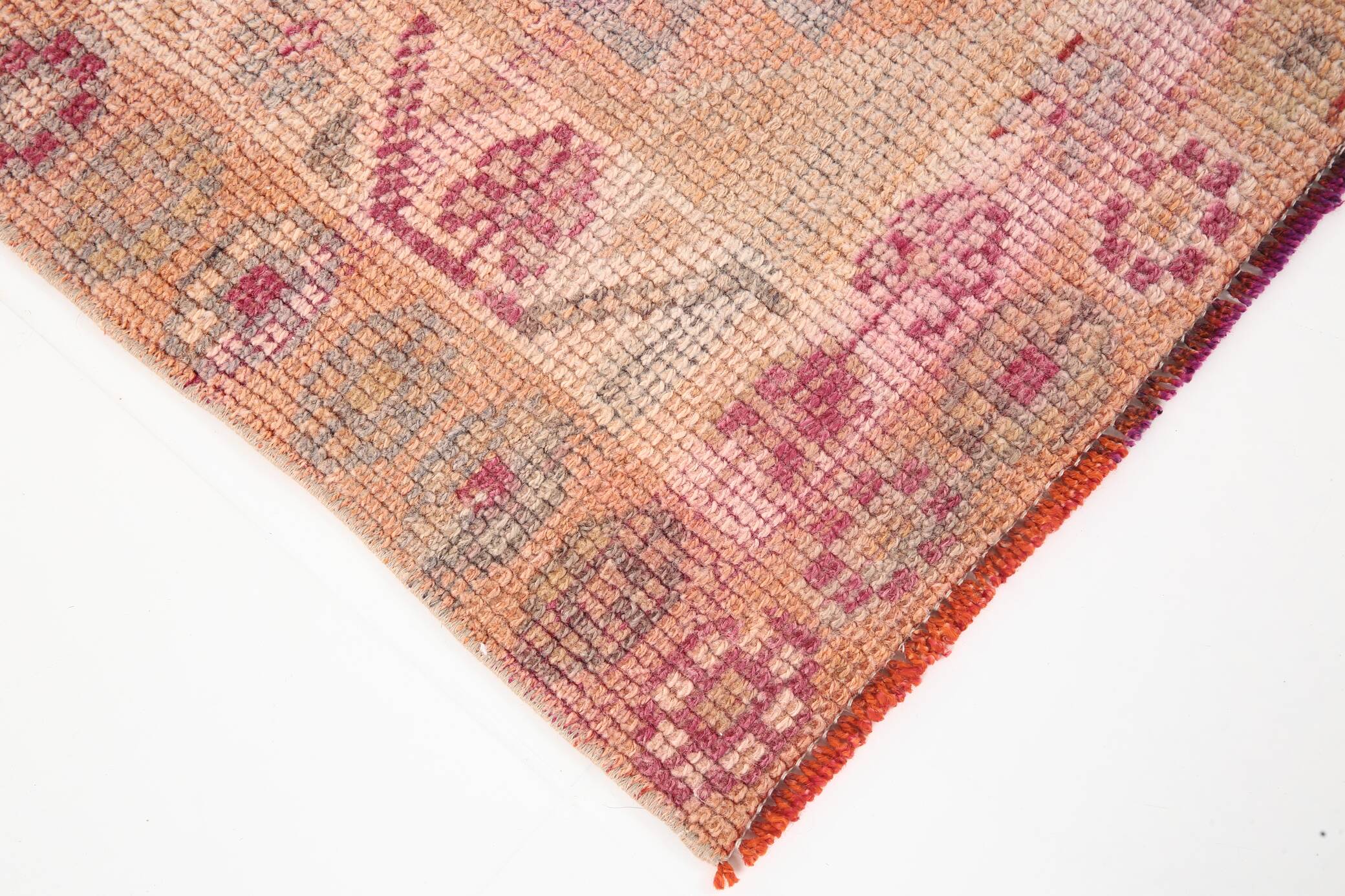 3x12 Rug For Kitchen Pale Red Pink Turkish Vintage Runner Rug 85x367Cm