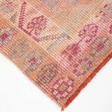 3x12 Rug For Kitchen Pale Red Pink Turkish Vintage Runner Rug 85x367Cm