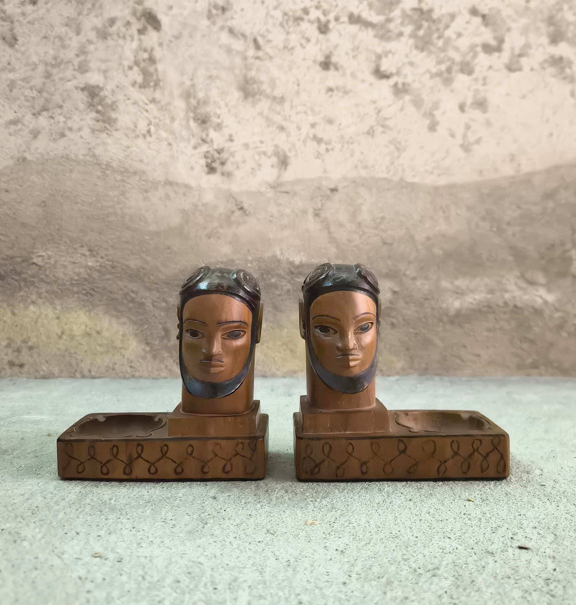 Pair of vintage wooden bookends